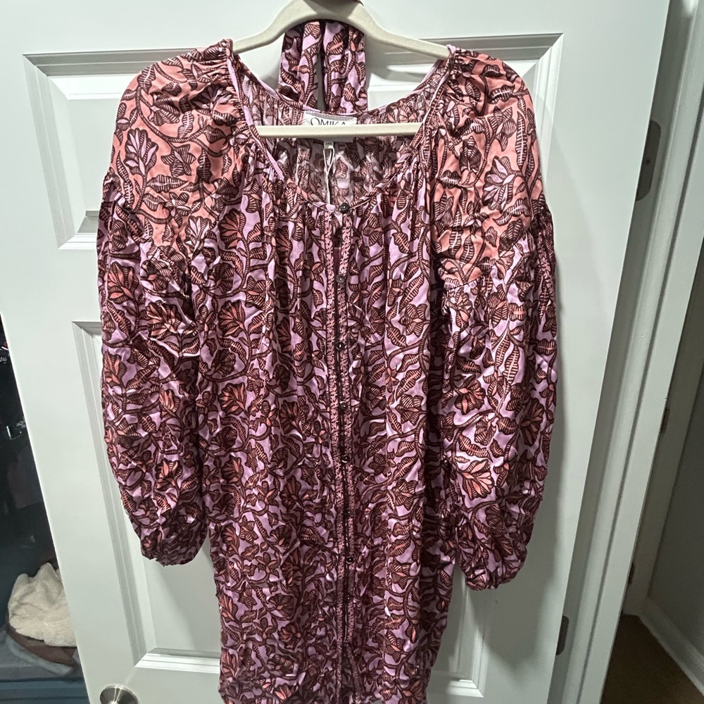Omika Floral Long Sleeve Dress - Pink and Purple